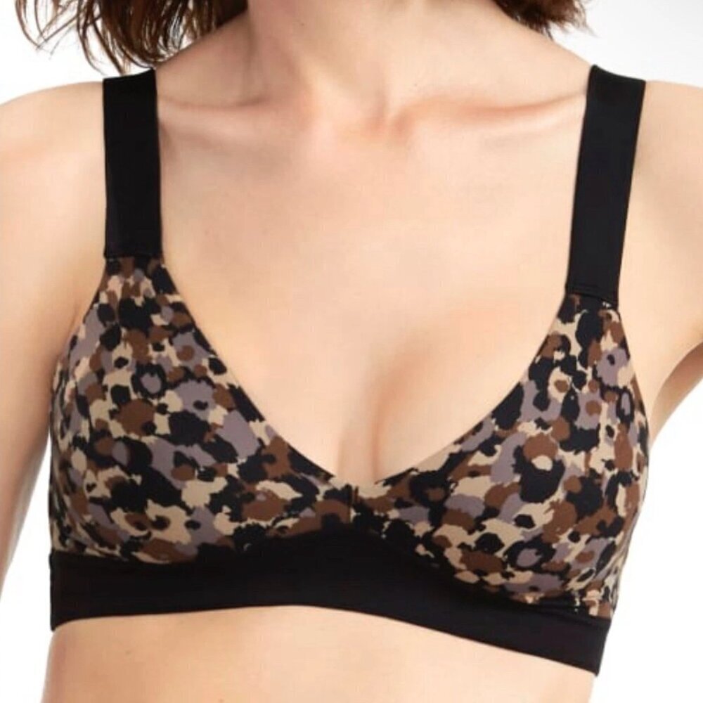 NWT SPANX Bra-llelujah! Unlined Bralette, Leopard Camo, size S